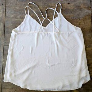 Ann Taylor LOFT Ivory V-Neck Lined Camisole Blouse with Spaghetti Straps XXL